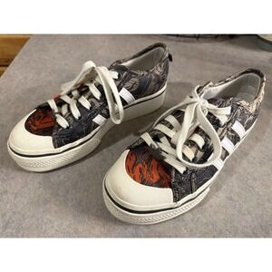Adidas‎ Nizza Platform Women's Size 7 Victorian Floral Print Gray Orange HQ6240